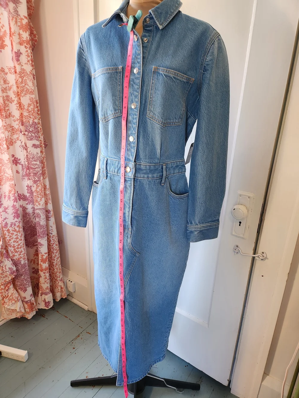 Express NWT Denim Button Long Sleeve Dress - Picture 12 of 13